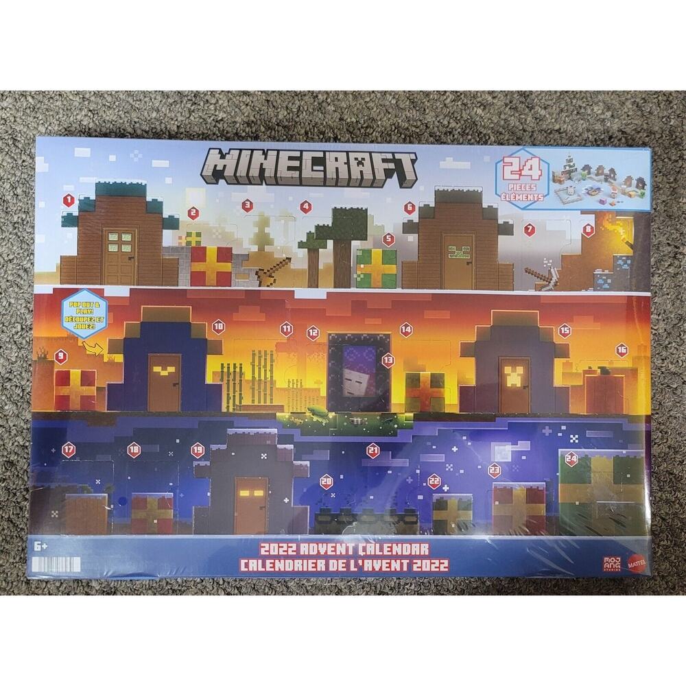 MINECRAFT 2022 Advent Calendar 24 Pieces Elements Pop Out & Play New Sealed